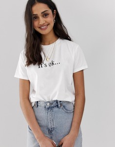 Футболка с надписью Its ok ASOS DESIGN - Белый