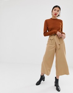 Укороченные брюки цвета хаки в стиле милитари New Look - Зеленый