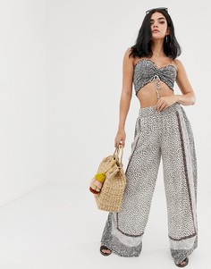 Широкие пляжные брюки с леопардовым принтом River Island - Коричневый