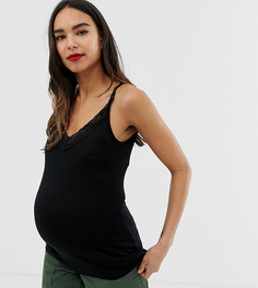 Топ на бретелях для кормящих мам с кружевной отделкой ASOS DESIGN Maternity - Черный