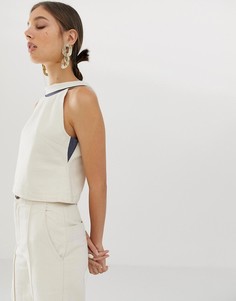 Джинсовый топ с овальным вырезом на спине ASOS WHITE - Белый