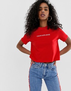 Укороченная футболка с логотипом Calvin Klein Jeans - Красный