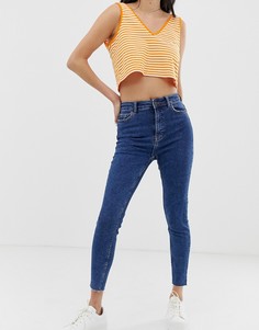 Синие джинсы с завышенной талией Bershka - Синий