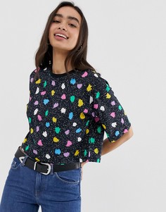 Футболка прямого кроя в горошек ASOS DESIGN - Мульти