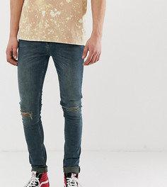 Зеленые джинсы скинни с прорехами на коленях ASOS DESIGN Tall - Синий