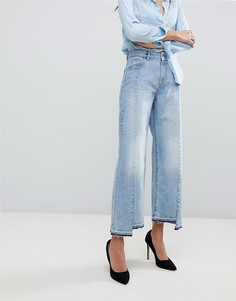 Укороченные джинсы с завышенной талией и асимметричными кромками DL1961 Hepburn - Синий