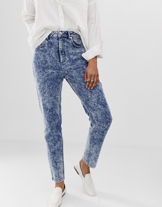 Узкие мраморные джинсы в винтажном стиле с завышенной талией ASOS DESIGN Recycled Farleigh - Синий