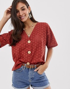 Топ на пуговицах с вышивкой ASOS DESIGN - Синий