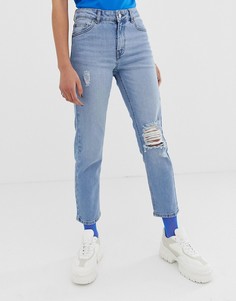 Укороченные рваные джинсы в винтажном стиле Dr Denim Edie - Синий