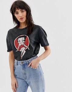 Серая футболка с принтом betty boop Stradivarius license - Серый