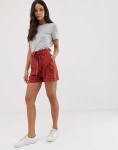 Льняные шорты с завязкой на поясе ASOS DESIGN - Красный