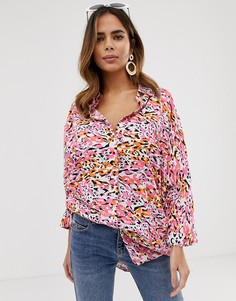 Oversize-рубашка с длинными рукавами и леопардовым принтом ASOS DESIGN - Мульти