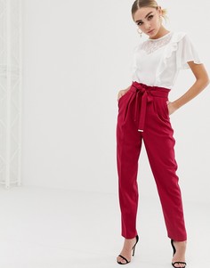 Широкие брюки со складками и поясом Lipsy - Розовый
