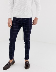 Синие строгие джинсы супероблегающего кроя в клетку ASOS DESIGN - Синий