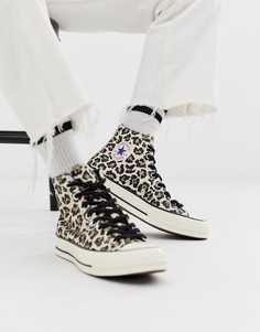Кеды с гепардовым принтом Converse Chuck 70 - Бежевый