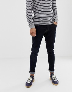 Темные выбеленные джинсы слим с контрастной строчкой Jack & Jones - Синий