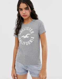 Футболка в полоску с логотипом Hollister - Серый