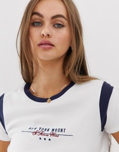 Белая футболка с вышивкой New York Pull&Bear - Белый
