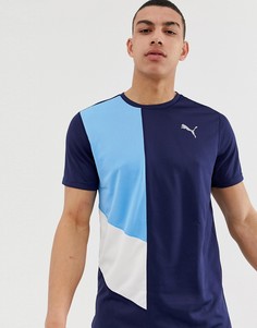 Синяя футболка колор блок Puma - Черный