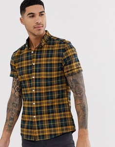 Эластичная приталенная рубашка в клетку ASOS DESIGN - Желтый