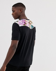 Свободная футболка с цветочным принтом в стиле вестерн на кокетке ASOS DESIGN - Черный