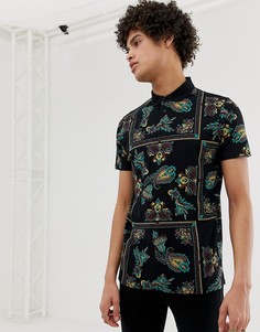 Поло с платочным принтом ASOS DESIGN - Черный