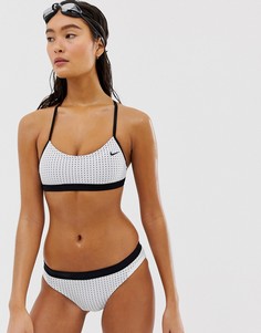 Белый спортивный бикини-топ с сетчатыми вставками и перекрещенными элементами на спине Nike - Мульти