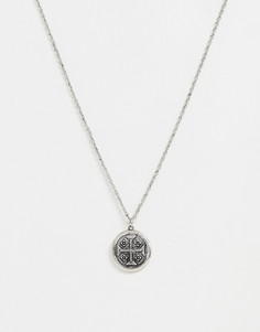 Ожерелье с круглой подвеской в виде монеты Reclaimed Vintage inspired эксклюзивно для ASOS - Серебряный