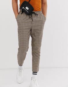 Коричневые брюки в клетку без застежки New Look - Коричневый