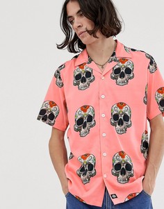 Розовая рубашка с принтом черепов Dickies Blossvale - Розовый