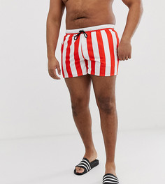 Короткие шорты для плавания в красную и белую полоску ASOS DESIGN Plus - Мульти