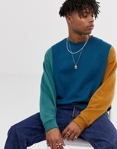 Oversize-свитшот в стиле колор блок ASOS DESIGN - Синий