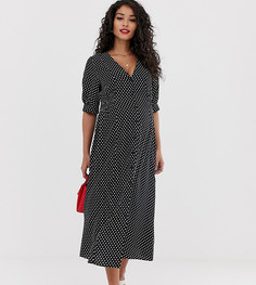 Чайное платье миди в горошек с присборенной талией и пуговицами ASOS DESIGN Maternity - Мульти