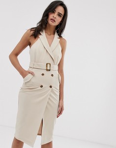 Платье миди ASOS DESIGN sexy safari - Кремовый