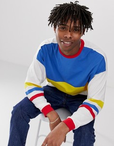 Oversize-лонгслив из органического хлопка в стиле колор блок ASOS DESIGN - Белый