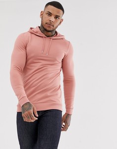 Длинное худи розового цвета с асимметричным краем ASOS DESIGN - Розовый