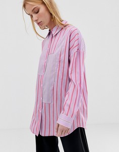 Oversize-рубашка в полоску ASOS WHITE - Розовый