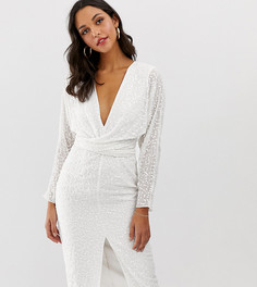 Платье миди с рукавами летучая мышь и запахом ASOS DESIGN - Белый