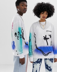 Футболка с принтом граффити COLLUSION x Everyone Together Unisex - Белый
