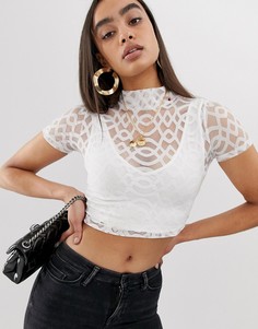 Сетчатый топ с отделкой в стиле бралетта ASOS DESIGN - Белый