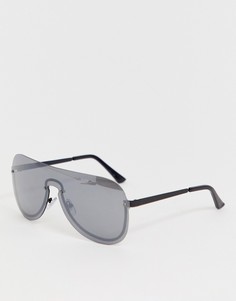 Черные солнцезащитные очки в D-образной оправе Monki - Черный