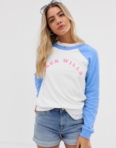 Свитшот с рукавами реглан и логотипом с набивкой флок Jack Wills - Белый