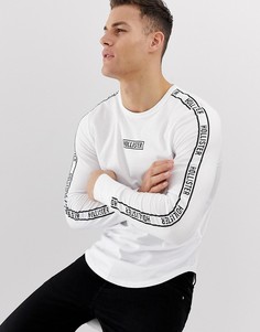 Белый лонгслив с отделкой лентой на груди и рукавах с логотипом Hollister - Белый