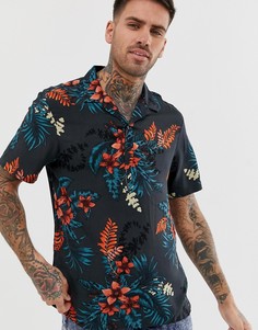 Черная рубашка классического кроя с цветочным принтом River Island - Черный