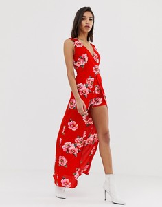 Ромпер с цветочным принтом AX Paris - Красный