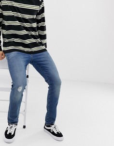 Синие джинсы скинни с рваной отделкой из денима плотностью 12 унц ASOS DESIGN - Синий