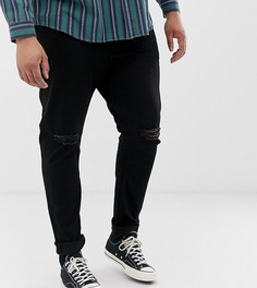 Черные джинсы скинни с рваной отделкой ASOS DESIGN Plus - Черный