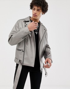 Байкерская куртка металлик ASOS DESIGN - Серебряный