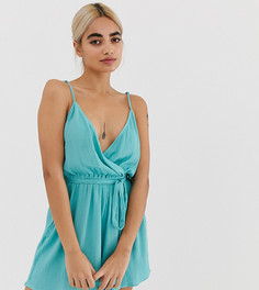 Ромпер с запахом и завязкой спереди ASOS DESIGN Petite - Зеленый