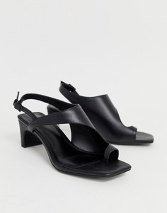 Кожаные босоножки на блочном каблуке с петлей для большого пальца ASOS DESIGN Premium Hercules - Черный